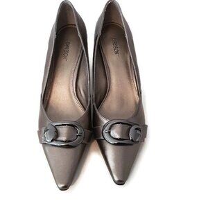 Size 10 Fits 9.5 Bronze Silver Pumps With Buckle By Expression